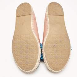 Dior Pink Embellished Fabric Flat Espadrilles Size 38