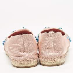 Dior Pink Embellished Fabric Flat Espadrilles Size 38