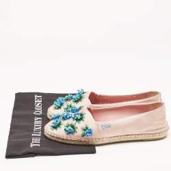 Dior Pink Embellished Fabric Flat Espadrilles Size 38
