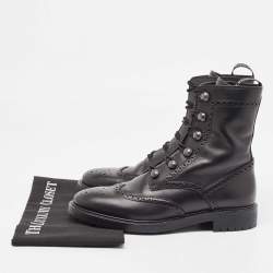 Dior Black Brogue Leather Diorunit Combat Ankle Boots Size 38