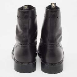 Dior Black Brogue Leather Diorunit Combat Ankle Boots Size 38
