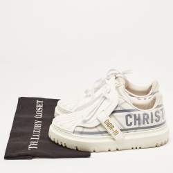 Pre Owned Dior White/Blue Nylon and Rubber Dior ID Sneakers Size 36