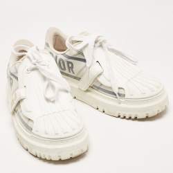 Pre Owned Dior White/Blue Nylon and Rubber Dior ID Sneakers Size 36