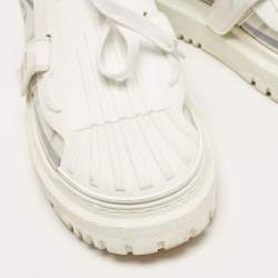 Pre Owned Dior White/Blue Nylon and Rubber Dior ID Sneakers Size 36