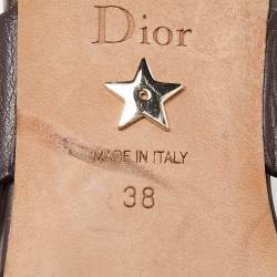 Dior Burgundy Canvas and Leather D-Dior Slide Mules Size 38