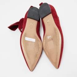 Dior Red Suede Ankle Wrap Ballet Flats Size 38