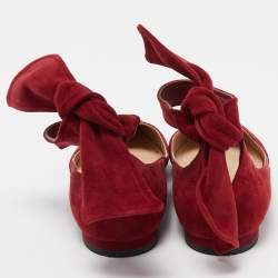 Dior Red Suede Ankle Wrap Ballet Flats Size 38