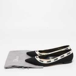Dior Black/White Canvas J'Adior Ballet Flats Size 37.5