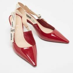 Dior Red Patent Leather J'Adior Slingback Pumps Size 37
