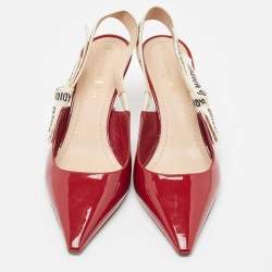 Dior Red Patent Leather J'Adior Slingback Pumps Size 37