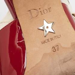 Dior Red Patent Leather J'Adior Slingback Pumps Size 37