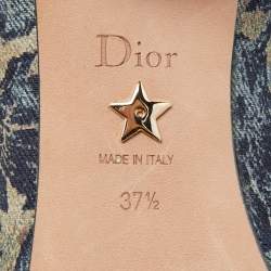 Dior Blue Printed Canvas Idylle Pumps Size 37.5