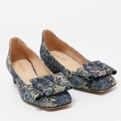 Dior Blue Printed Canvas Idylle Pumps Size 37.5