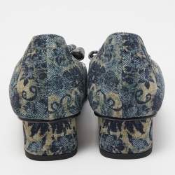 Dior Blue Printed Canvas Idylle Pumps Size 37.5