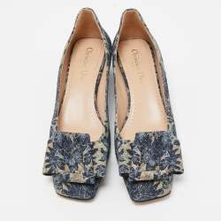 Dior Blue Printed Canvas Idylle Pumps Size 37.5