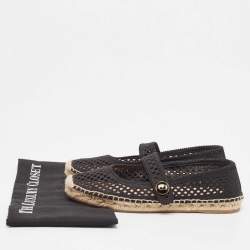 Pre Owned Dior Black Mesh Caro Espadrille Flats Size 38.5