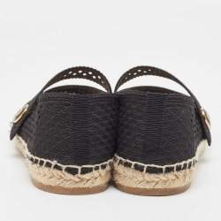Pre Owned Dior Black Mesh Caro Espadrille Flats Size 38.5