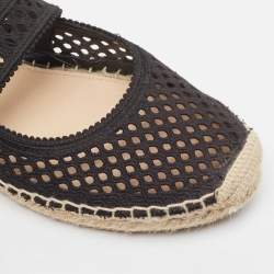 Pre Owned Dior Black Mesh Caro Espadrille Flats Size 38.5
