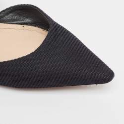 Dior Black Canvas and Leather D-Dior Flat Mules Size 38.5