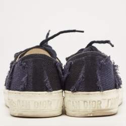 Pre Owned Dior Navy Blue Canvas Walk'N'Dior Low Top Sneakers Size 38.5