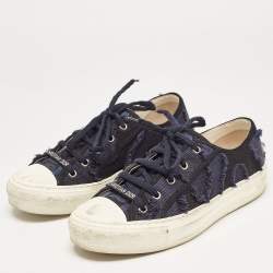 Pre Owned Dior Navy Blue Canvas Walk'N'Dior Low Top Sneakers Size 38.5