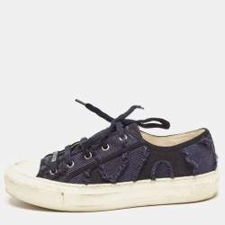 Pre Owned Dior Navy Blue Canvas Walk'N'Dior Low Top Sneakers Size 38.5