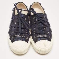 Pre Owned Dior Navy Blue Canvas Walk'N'Dior Low Top Sneakers Size 38.5