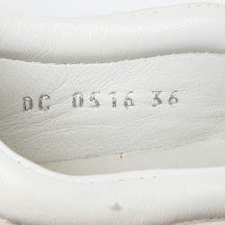 Pre Owned Dior White Leather and Canvas Crystal Embellished Slip On Sneakers Size 36