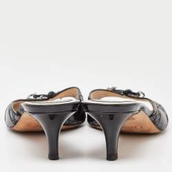 Dior Black Cannage Patent Leather Buckle Open Toe Sandals Size 38.5