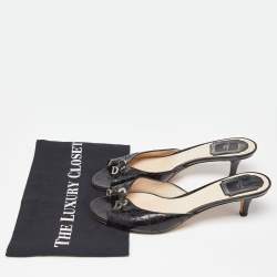 Dior Black Cannage Patent Leather Buckle Open Toe Sandals Size 38.5