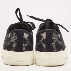Pre Owned Dior Black/Silver Canvas Walk'n'Dior Low Top Sneakers Size 38.5