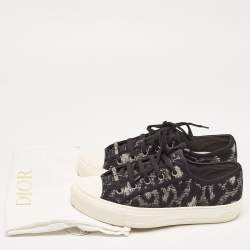 Pre Owned Dior Black/Silver Canvas Walk'n'Dior Low Top Sneakers Size 38.5