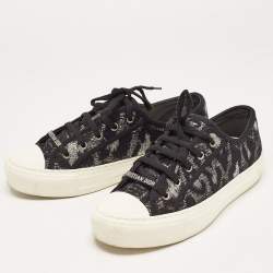 Pre Owned Dior Black/Silver Canvas Walk'n'Dior Low Top Sneakers Size 38.5