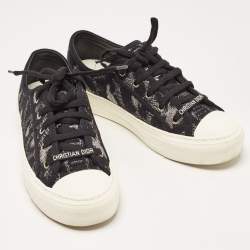 Pre Owned Dior Black/Silver Canvas Walk'n'Dior Low Top Sneakers Size 38.5