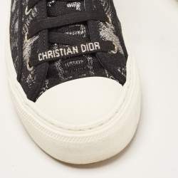 Pre Owned Dior Black/Silver Canvas Walk'n'Dior Low Top Sneakers Size 38.5