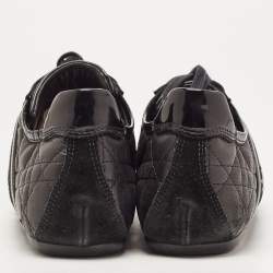 Pre Owned Dior Black Cannage Leather and Suede Sneakers Size 36.5