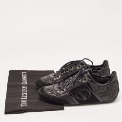 Pre Owned Dior Black Cannage Leather and Suede Sneakers Size 36.5
