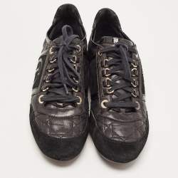 Pre Owned Dior Black Cannage Leather and Suede Sneakers Size 36.5