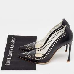 Dior Black Laser Cut Leather Pointed Toe Pumps Size 39.5
