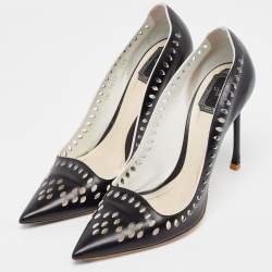 Dior Black Laser Cut Leather Pointed Toe Pumps Size 39.5