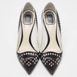 Dior Black Laser Cut Leather Pointed Toe Pumps Size 39.5