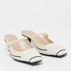 Dior White Canvas And Rubber D-motion Mules Size 36.5
