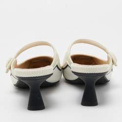 Dior White Canvas And Rubber D-motion Mules Size 36.5