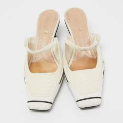 Dior White Canvas And Rubber D-motion Mules Size 36.5