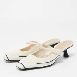 Dior White Canvas And Rubber D-motion Mules Size 36.5