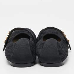 Pre Owned Dior Black Knit Fabric Baby D Mary Jane Flats Size 37