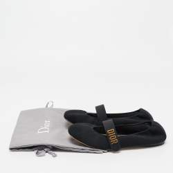 Pre Owned Dior Black Knit Fabric Baby D Mary Jane Flats Size 37