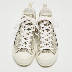 Dior Black/White Oblique Mesh B23 High Top Sneakers Size 36