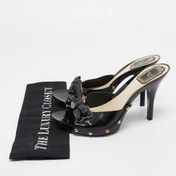 Dior Black Patent Slide Sandals Size 39