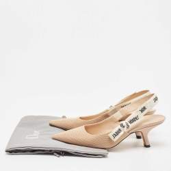 Dior Beige Technical Fabric J'adior Slingback Pumps Size 38